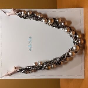 Stella & Dot chunky silver ribbon necklace
